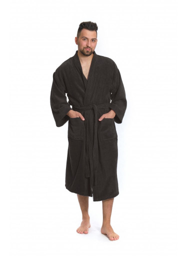 Pánský bavlněný župan model KIMONO 05 Black Chocolate