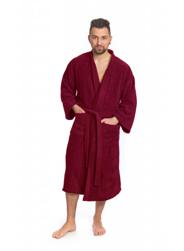 Pánský bavlněný župan model KIMONO 04 Bordeaux