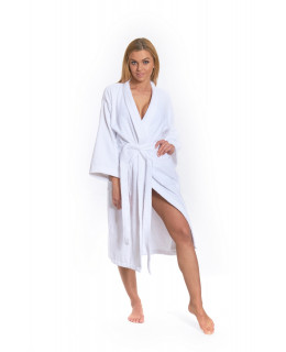 Dámský župan model KIMONO s výšivkou 01 White