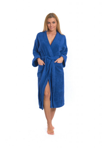 Dámský župan model KIMONO s výšivkou 03 Blue Navy