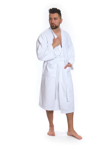 Pánský bavlněný župan model KIMONO 01 White