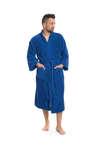 Pánský bavlněný župan model KIMONO 03 Blue Navy
