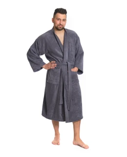Pánský bavlněný župan model KIMONO 02 Dark Grey