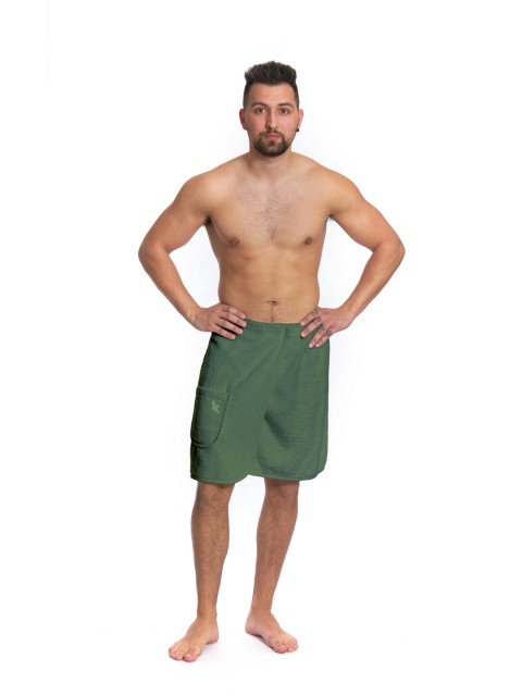 Pánský saunový kilt s čelenkou Logo Bird, khaki zelená