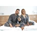 Dámský bavlněný župan model KIMONO s výšivkou 02 Dark Grey