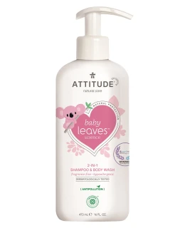 ATTITUDE Baby leaves Dětské tělové mýdlo a šampon (2 v 1) bez vůně, 473 ml