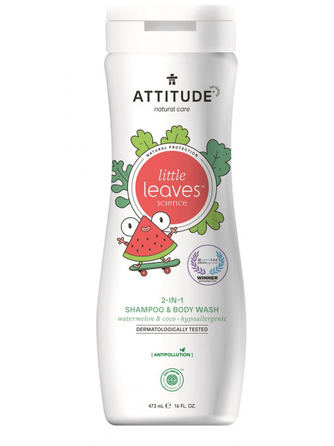 ATTITUDE Little leaves Dětské tělové mýdlo a šampon (2 v 1) s vůní melounu a kokosu, 473 ml