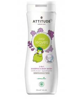 ATTITUDE Little leaves Dětské tělové mýdlo a šampon (2 v 1) s vůní vanilky a hrušky, 473 ml