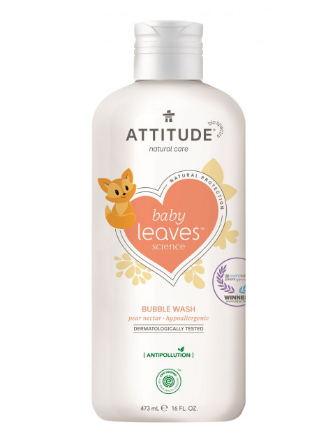 ATTITUDE Baby leaves Dětská pěna do koupele s vůní hruškové šťávy, 473 ml