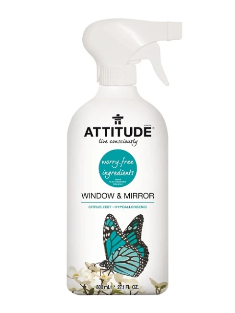 ATTITUDE Čistič na sklo a zrcadla s vůní citronové kůry s rozprašovačem, 800 ml
