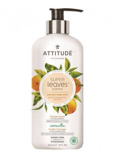 ATTITUDE Super leaves Přírodní mýdlo na ruce s detoxikačním účinkem - pomerančové listy, 473 ml