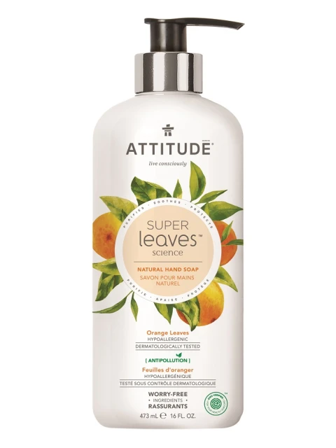 ATTITUDE Super leaves Přírodní mýdlo na ruce s detoxikačním účinkem - pomerančové listy, 473 ml