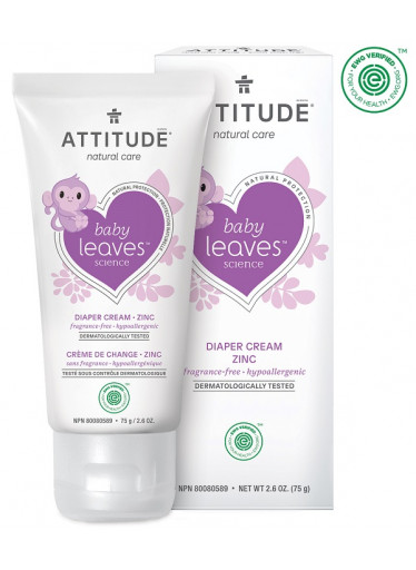 ATTITUDE Baby leaves Zinkový krém na opruzeniny bez vůně, 75 ml