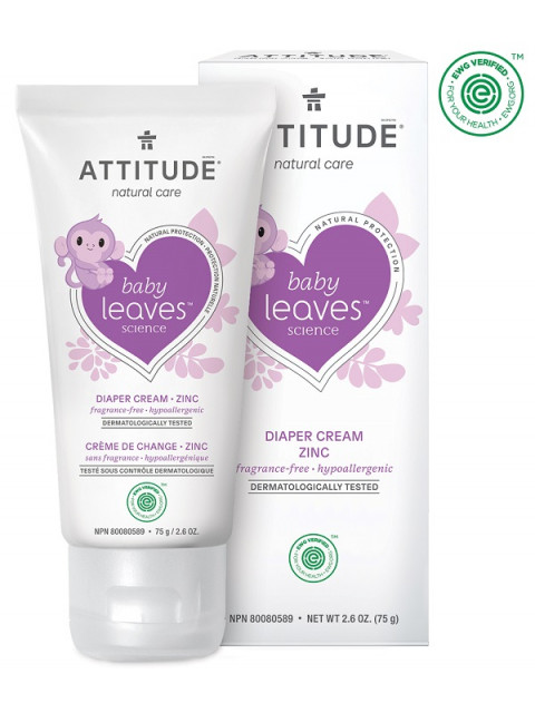 ATTITUDE Baby leaves Zinkový krém na opruzeniny bez vůně, 75 ml