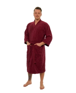 Pánský bavlněný župan model KIMONO 04 Bordeaux