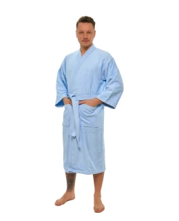 Pánský bavlněný župan model KIMONO 06 Light Blue