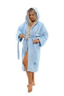 Dámský bavlněný župan s kapucí 06 Light Blue