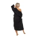 Dámský bavlněný župan model KIMONO s výšivkou 05 Black Chocolate