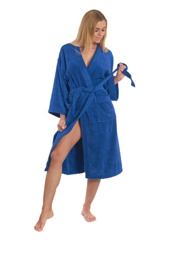 Dámský bavlněný župan model KIMONO 03 Navy Blue