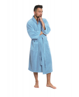 Pánský bavlněný župan model KIMONO 06 Light Blue