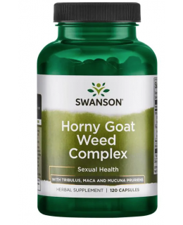 Swanson Horny Goat Weed Complex (Škornice extrakt s Kotvičníkem a Macou), 120 kapslí