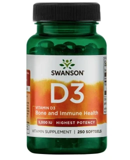 Swanson Vitamin D3, 5000 IU, Vyšší účinnost, 250 softgel kapslí