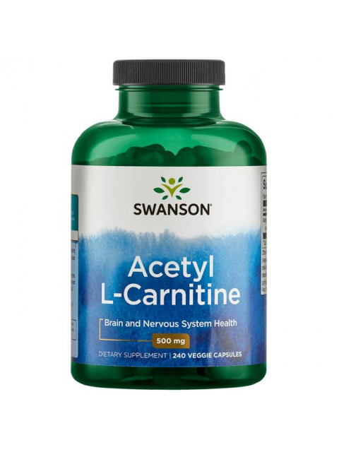 Swanson Acetyl-L-Carnitine 500mg, 240 rostlinných kapslí - EXPIRACE 6/2024