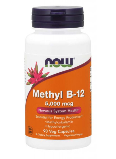 NOW Methyl B12 5000 mcg, 90 rostlinných kapslí