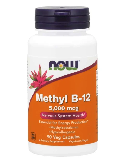 NOW Methyl B12 5000 mcg, 90 rostlinných kapslí