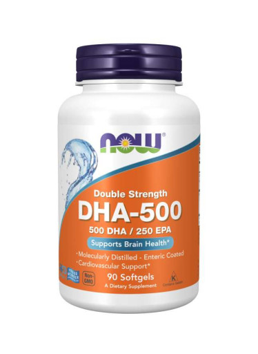 NOW DHA-500, 500 DHA/250 EPA, Omega 3, 90 softgelových kapslí