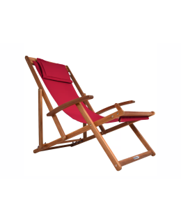 Casaria Zahradní lehátko z akáciového dřeva - červené