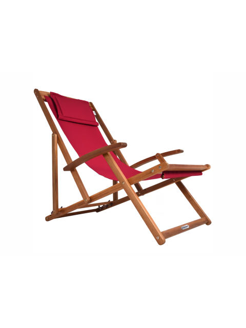 Casaria Zahradní lehátko z akáciového dřeva - červené