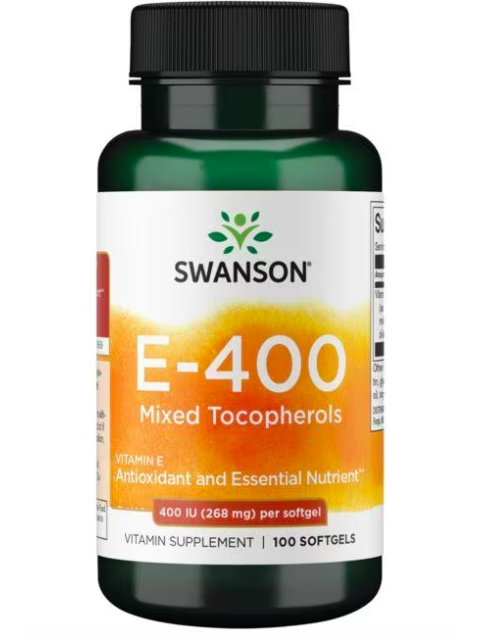 Swanson Vitamin E with mixed tocopherols, Vitamin E se směsí tokoferolů, 400 IU, 100 kapslí