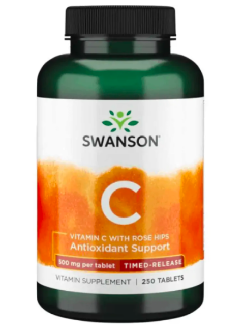 Swanson Vitamin C + Extrakt z Šípků, 500 mg, 250 tablet 