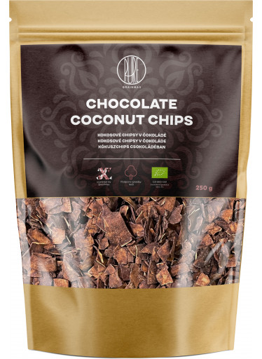 BrainMax Pure Kokosové chipsy v čokoládě, BIO, 250 g