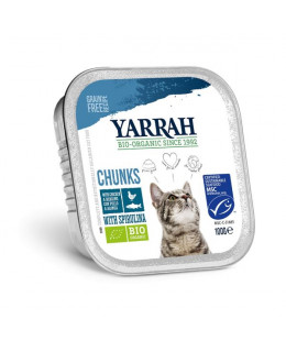 Kuřecí kousky s rybou ve šťávě - Pro kočky Yarrah BIO 100g