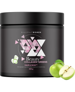 BrainMax Women Beauty Collagen Greens, Zelené jablko, 300 g