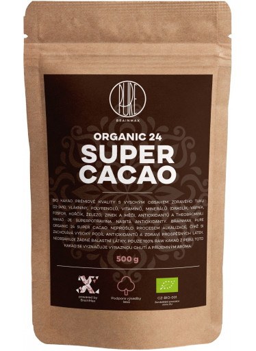 BrainMax Pure Organic 24 Super Cacao, BIO kakao, 500g