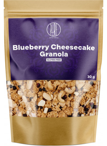 BrainMax Pure Blueberry Cheesecake Granola, Borůvky a Bílá čokoláda, 30 g