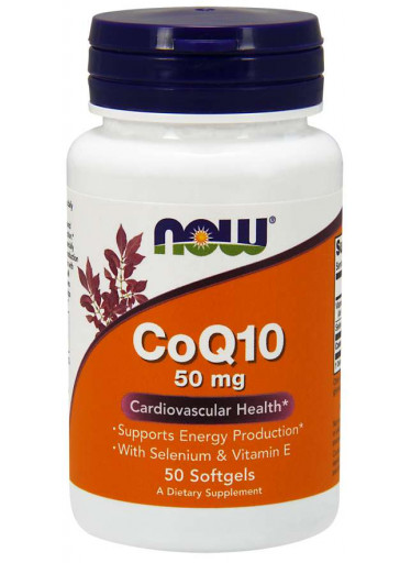 NOW CoQ10, se selenem a vitamínem E, 50 mg, 50 softgelových kapslí