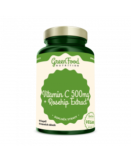 GreenFood Vitamin C 500 + Extrakt ze šípků, 60 kapslí - EXPIRACE 11/23