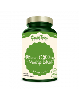 GreenFood Vitamin C 500 + Extrakt ze šípků, 60 kapslí 