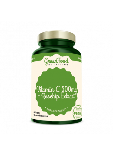 GreenFood Vitamin C 500 + Extrakt ze šípků, 60 kapslí 