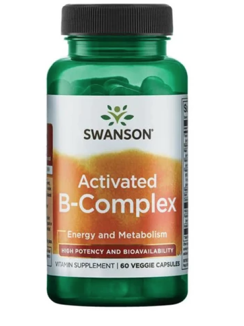 Swanson Activated B-Complex, High potency, Aktivní koenzymová forma Vitamínů B, Vyšší účinnost , 60 rostlinných kapslí