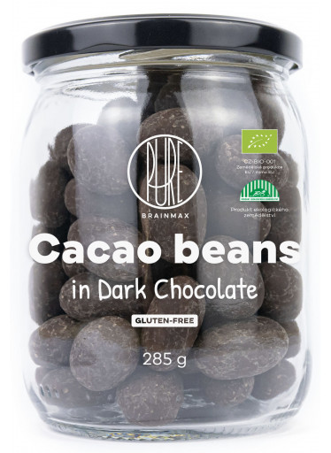 BrainMax Pure Kakaové boby v hořké čokoládě BIO, 285 g