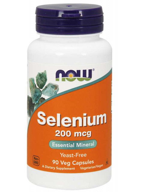 NOW Selenium, 200 µg, 90 rostlinných kapslí
