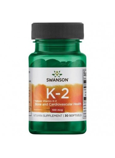 Swanson Vitamin K2 jako MK-7 Natural, 100 mcg, 30 softgelových kapslí