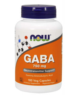 NOW GABA (kyselina gama-aminomáselná) 750 mg, 100 kapslí