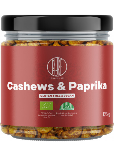 BrainMax Pure Cashews & Red Pepper, kešu a paprika, BIO, 125 g
