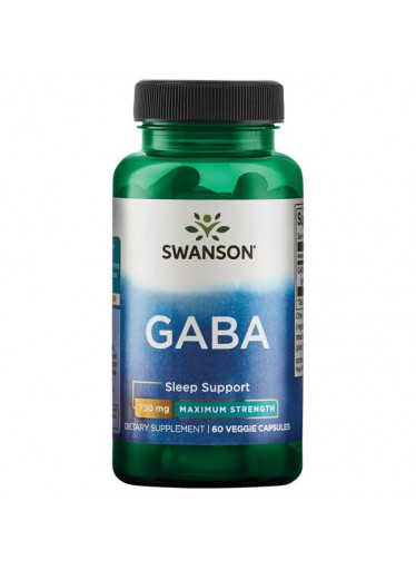 Swanson Maximum Strength GABA, 750 mg, 60 rostlinných kapslí